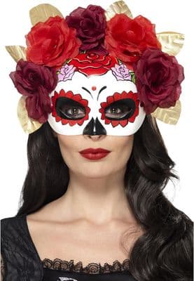 Day of the Dead Mask Rose Sugar Skull Eyemask Halloween Fancy Dress