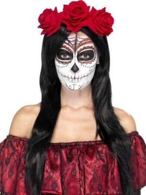 Day of the Dead Rose Headband Adult Halloween Fancy Dress Costume Accessory