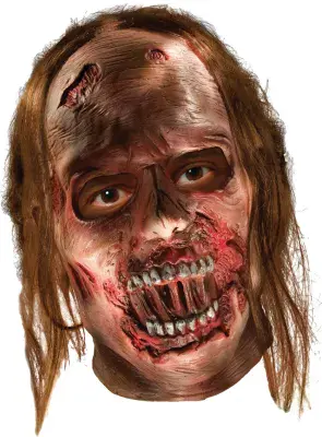 Decayed Zombie Mask with Hair Adult Halloween Walking Dead Fancy Dress Horror Mask