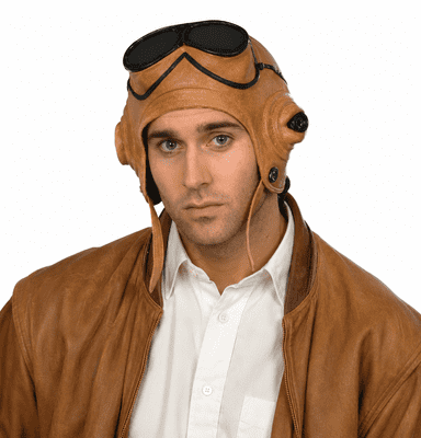 Deluxe Aviator Flying Helmet Biggles Pilot Fancy Dress Hat Costume Accessory