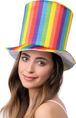 Deluxe Pride Rainbow Stripe Top Hat