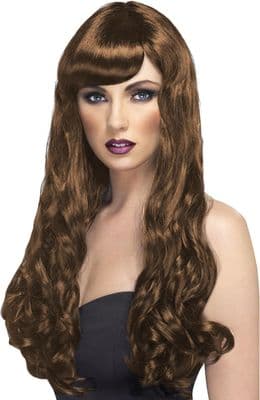 Desire Long Curly Wig with Fringe In Brown