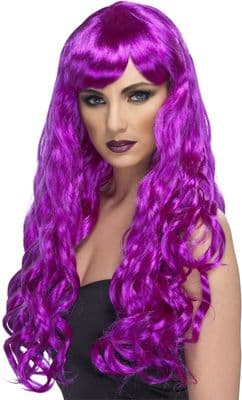 Desire Long Curly Wig with Fringe In Purple