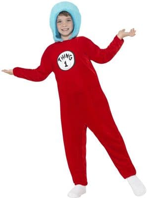 Dr Seuss Thing 1 & 2 Child Jumpsuit Fancy Dress Costume