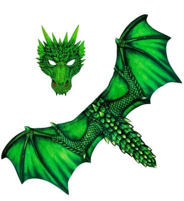 Dragon Wings & Mask Set Kids Adults Fantasy Fancy Dress Costume Accessory