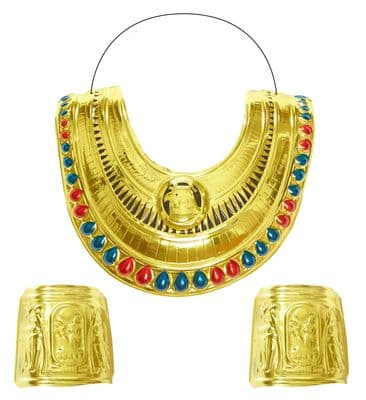 Egyptian Cleopatra Collar & Bracelet Set Fancy Dress Costume Accessory