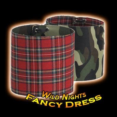 Fancy Dress 2-Sided Boot Cuffs Army Camo / Tartan