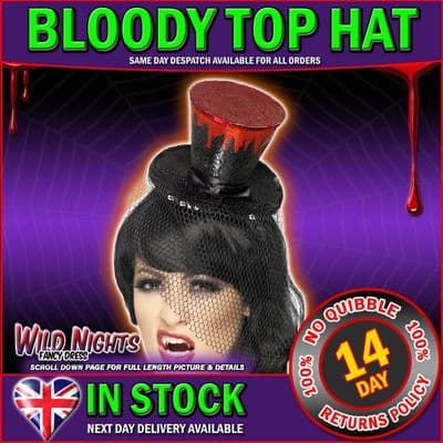 FANCY DRESS ACCESSORY # LADIES HALLOWEEN BLOOD DRIP MINI TOP HAT
