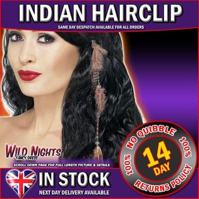 FANCY DRESS ACCESSORY # LADIES WILD WEST INDIAN BEADED HAIR CLIP IN