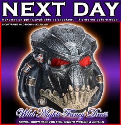FANCY DRESS AVP BLACK PREDATOR PREDATORS 3/4 VINYL MASK