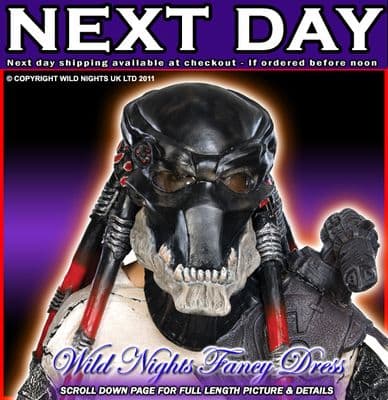 FANCY DRESS AVP DLX BLACK PREDATOR LATEX MASK