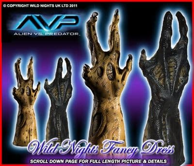 FANCY DRESS AVP PREDALIEN HYBRID PREDATOR ADULT GLOVES