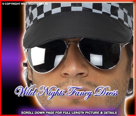 FANCY DRESS COSTUME # AVIATOR SPECS MIRROR LENS/ PILOT