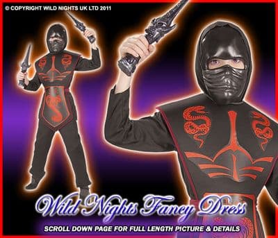 FANCY DRESS COSTUME ~ BOYS RED COBRA NINJA SM AGE 3-4
