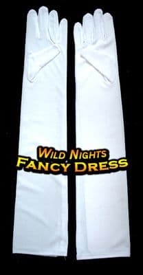 FANCY DRESS COSTUME GLOVES # JERSEY OPERA WHITE