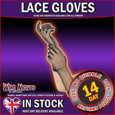 FANCY DRESS COSTUME GLOVES # LACE BLACK GLOVES