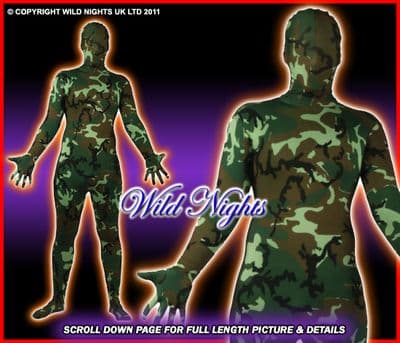 FANCY DRESS COSTUME SKINZ LYCRA BODYSUIT CAMOUFLAGE