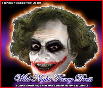 FANCY DRESS ~ DELUXE LATEX DARK KNIGHT JOKER MASK/WIG
