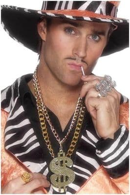 FANCY DRESS # DOLLAR SIGN MEDALLION PIMP $ BLING $