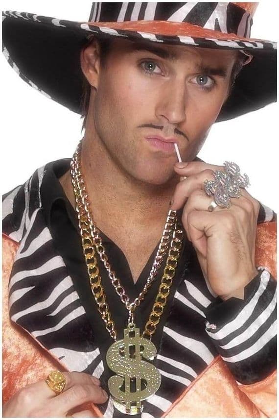 FANCY DRESS # DOLLAR SIGN MEDALLION PIMP $ BLING $