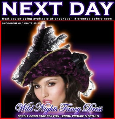 FANCY DRESS HAT # LADIES PURPLE MARAUDING PIRATE LADY HAT