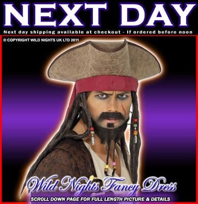 FANCY DRESS HAT # MENS PIRATE HAT WITH DREADLOCKS