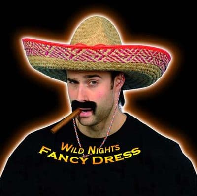 FANCY DRESS HAT # MEXICAN SOMBRERO HAT STRAW COLOUR
