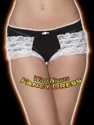 FANCY DRESS # RUFFLED PANTIES BLACK/WHITE