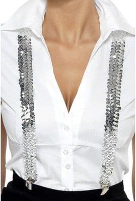 Gangster Elasticated Silver Sequinned Braces
