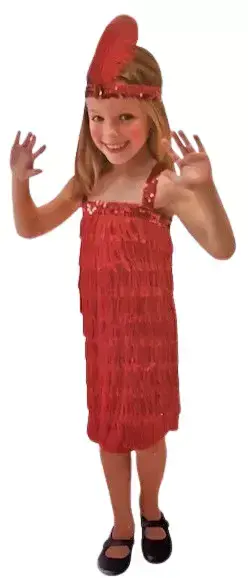 Girls 1920s Red Flapper Costume