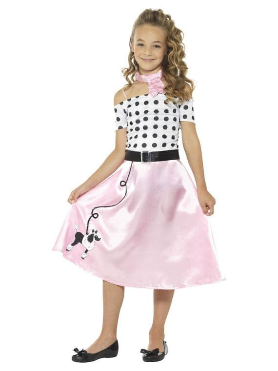 Girls 1950's Poodle Girl Fancy Dress Costume