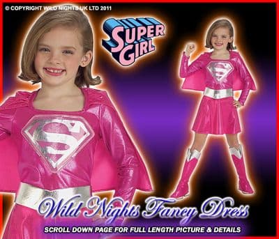 Girls Deluxe Pink Supergirl Costume