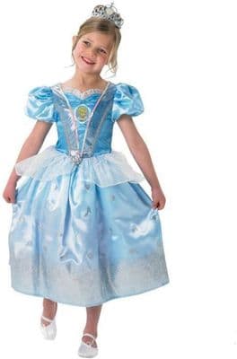 Girls Disney Glitter Cinderella Fancy Dress Costume