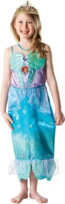 Girls Disney Princess Glitter Ariel Fancy Dress Costume