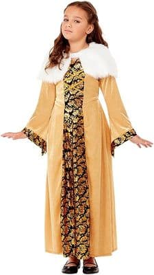 Girls Gold Deluxe Medieval Countess Costume