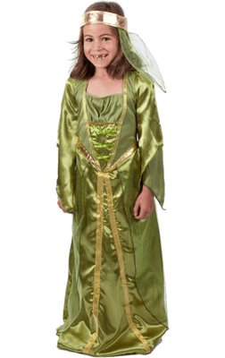 Girls Green Medieval Maid Marion Small Age 4-6