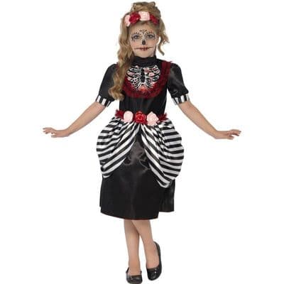 Girls Halloween Day of the Dead Sugar Skull Costume