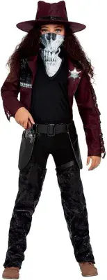Girls Halloween Deluxe Dark Spirit Western Cowgirl Costume