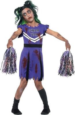 Girls Halloween Purple & Black Dark Cheerleader Costume
