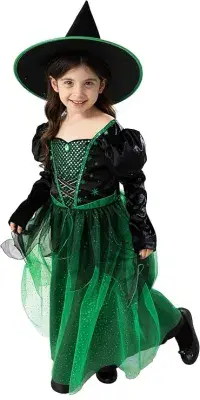 Girls Halloween Wicked Green Witch Costume