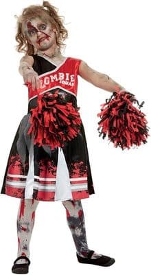 Girls Halloween Zombie Cheerleader Costume
