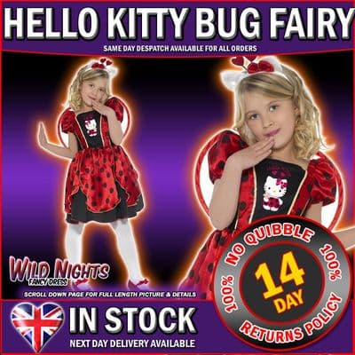 Girls Hello Kitty Lady Bug Costume Age 7-9 Years