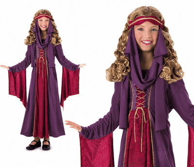 Girls Medieval Gothic Princess Costume Child Fancy Dress Book Day Outfit