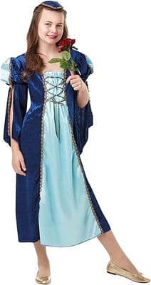 Girls Medieval Juliet Costume Renaissance Princess Fancy Dress Age 8-10