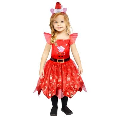 Girls Peppa Pig Christmas Dress Costume Official Festive Fancy Dress