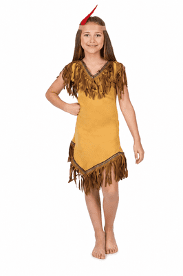 Girls Pocahontas Fancy Dress Costume Kids Native American Inspired Outfit