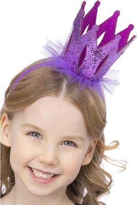 Girls Purple Glitter Crown Headband