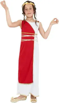 Girls Roman Grecian Costume Child Roman Goddess Fancy Dress School Outfit