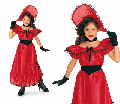 Girls Southern Belle Wild West Costume Child Fancy Dress Age 8-10 Years