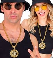 Gold Strass Round Dollar Necklace